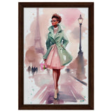 Parisian Grace | Modern Figurative Art - Framed Canvas - 30x45 cm / 12x18″ - Dark wood frame