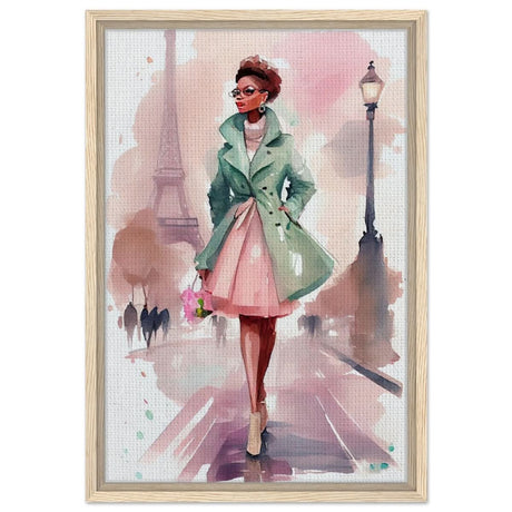 Parisian Grace | Modern Figurative Art - Framed Canvas - 40x60 cm / 16x24″ - Wood frame