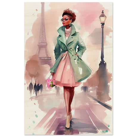 Parisian Grace | Modern Figurative Art - Wood Prints - 30x45 cm / 12x18″ - 