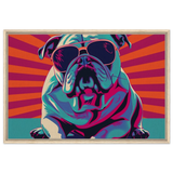 Paws & Pop – Retro Bulldog Swagger Vibes | Wall Art Print - Framed Canvas - 60x90 cm / 24x36″ - Wood frame