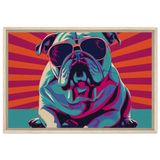 Paws & Pop – Retro Bulldog Swagger Vibes | Wall Art Print - Framed Canvas - 50x75 cm / 20x30″ - Wood frame