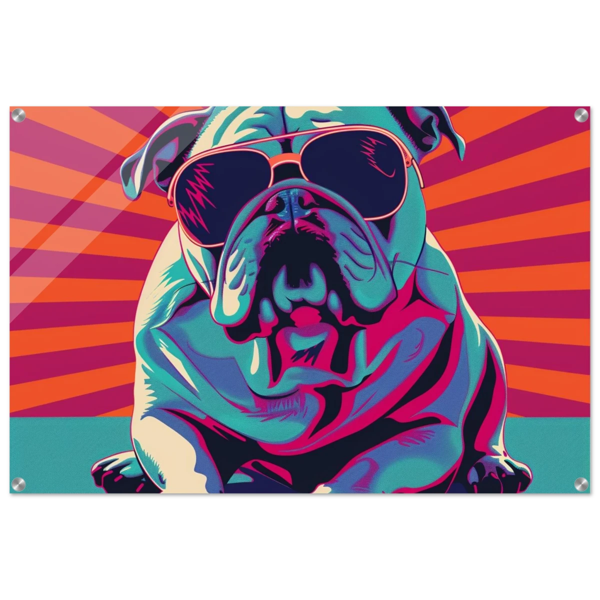 Paws & Pop – Retro Bulldog Swagger Vibes | Wall Art Print - Acrylic Print - 60x90 cm / 24x36″ - 