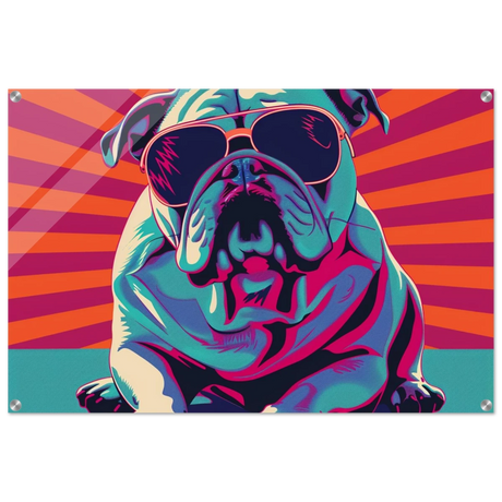 Paws & Pop – Retro Bulldog Swagger Vibes | Wall Art Print - Acrylic Print - 60x90 cm / 24x36″ - 