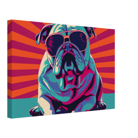 Paws & Pop – Retro Bulldog Swagger Vibes | Wall Art Print - Canvas - 30x45 cm / 12x18″ - 