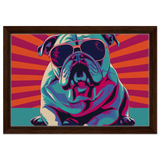 Paws & Pop – Retro Bulldog Swagger Vibes | Wall Art Print - Framed Canvas - 30x45 cm / 12x18″ - Dark wood frame