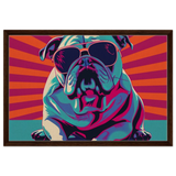 Paws & Pop – Retro Bulldog Swagger Vibes | Wall Art Print - Framed Canvas - 50x75 cm / 20x30″ - Dark wood frame
