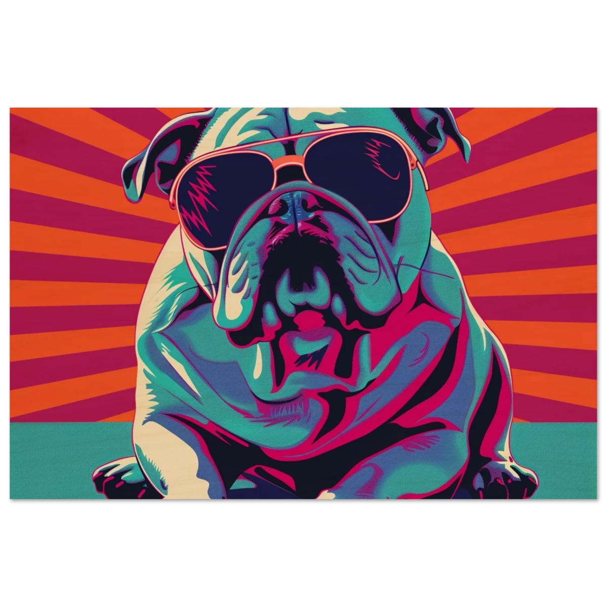 Paws & Pop – Retro Bulldog Swagger Vibes | Wall Art Print - Wood Prints - 50x75 cm / 20x30″ - 