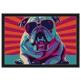 Paws & Pop – Retro Bulldog Swagger Vibes | Wall Art Print - Framed Canvas - 40x60 cm / 16x24″ - Black frame