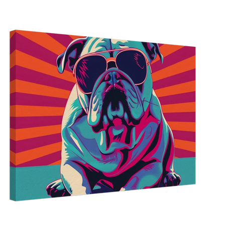 Paws & Pop – Retro Bulldog Swagger Vibes | Wall Art Print - Canvas - 40x60 cm / 16x24″ - 