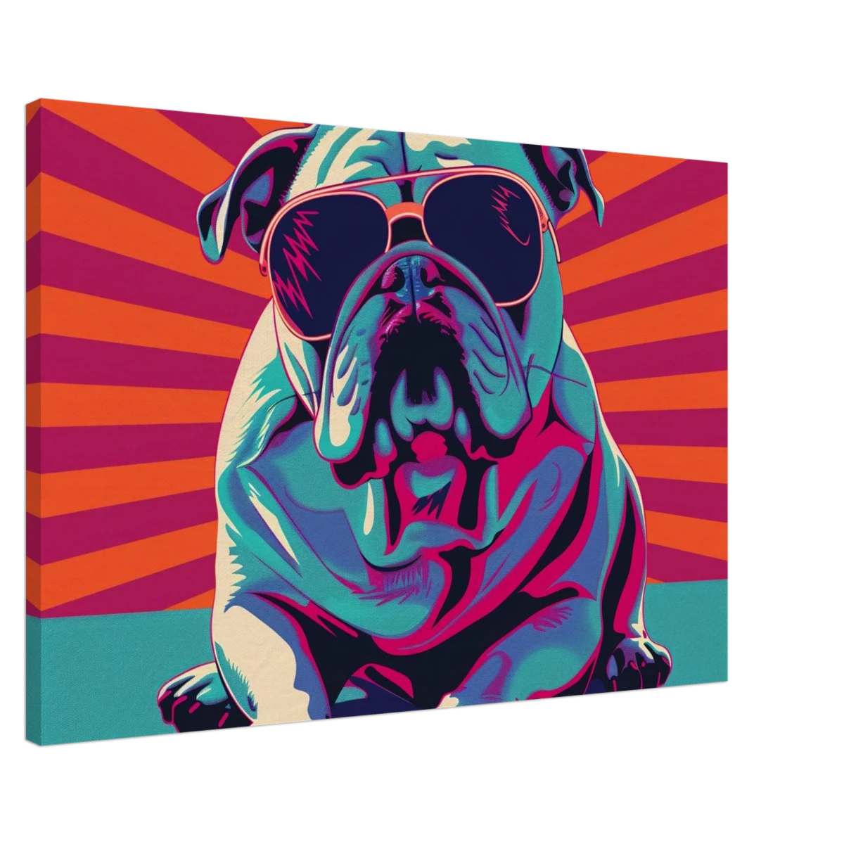 Paws & Pop – Retro Bulldog Swagger Vibes | Wall Art Print - Canvas - 60x90 cm / 24x36″ - 