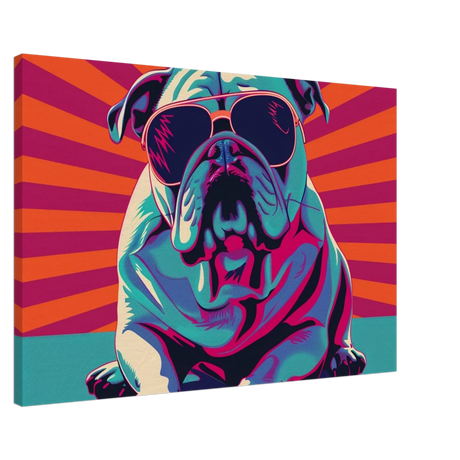 Paws & Pop – Retro Bulldog Swagger Vibes | Wall Art Print - Canvas - 60x90 cm / 24x36″ - 