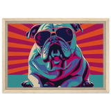 Paws & Pop – Retro Bulldog Swagger Vibes | Wall Art Print - Framed Canvas - 30x45 cm / 12x18″ - Wood frame
