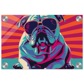 Paws & Pop – Retro Bulldog Swagger Vibes | Wall Art Print - Acrylic Print - 20x30 cm / 8x12″ - 
