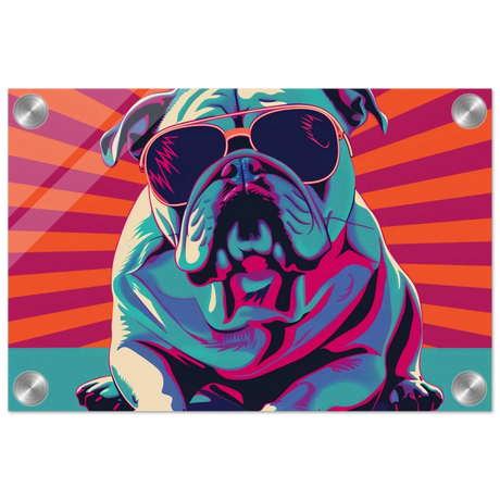 Paws & Pop – Retro Bulldog Swagger Vibes | Wall Art Print - Acrylic Print - 20x30 cm / 8x12″ - 