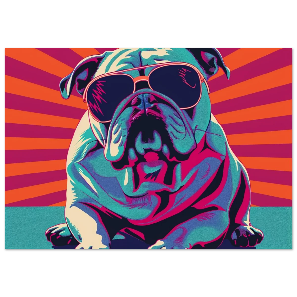 Paws & Pop – Retro Bulldog Swagger Vibes | Wall Art Print - Fine Art Poster - 70x100 cm / 28x40″ - 
