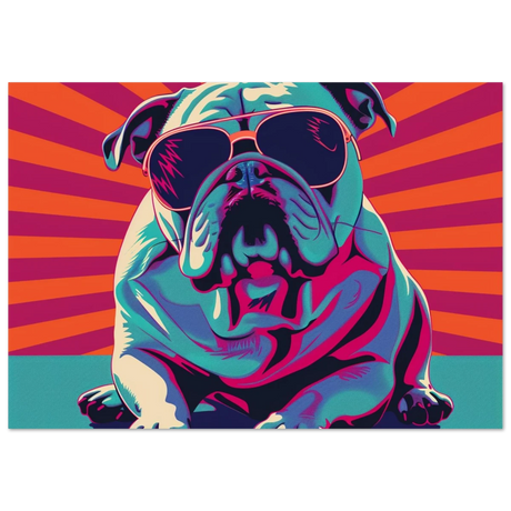 Paws & Pop – Retro Bulldog Swagger Vibes | Wall Art Print - Fine Art Poster - 70x100 cm / 28x40″ - 