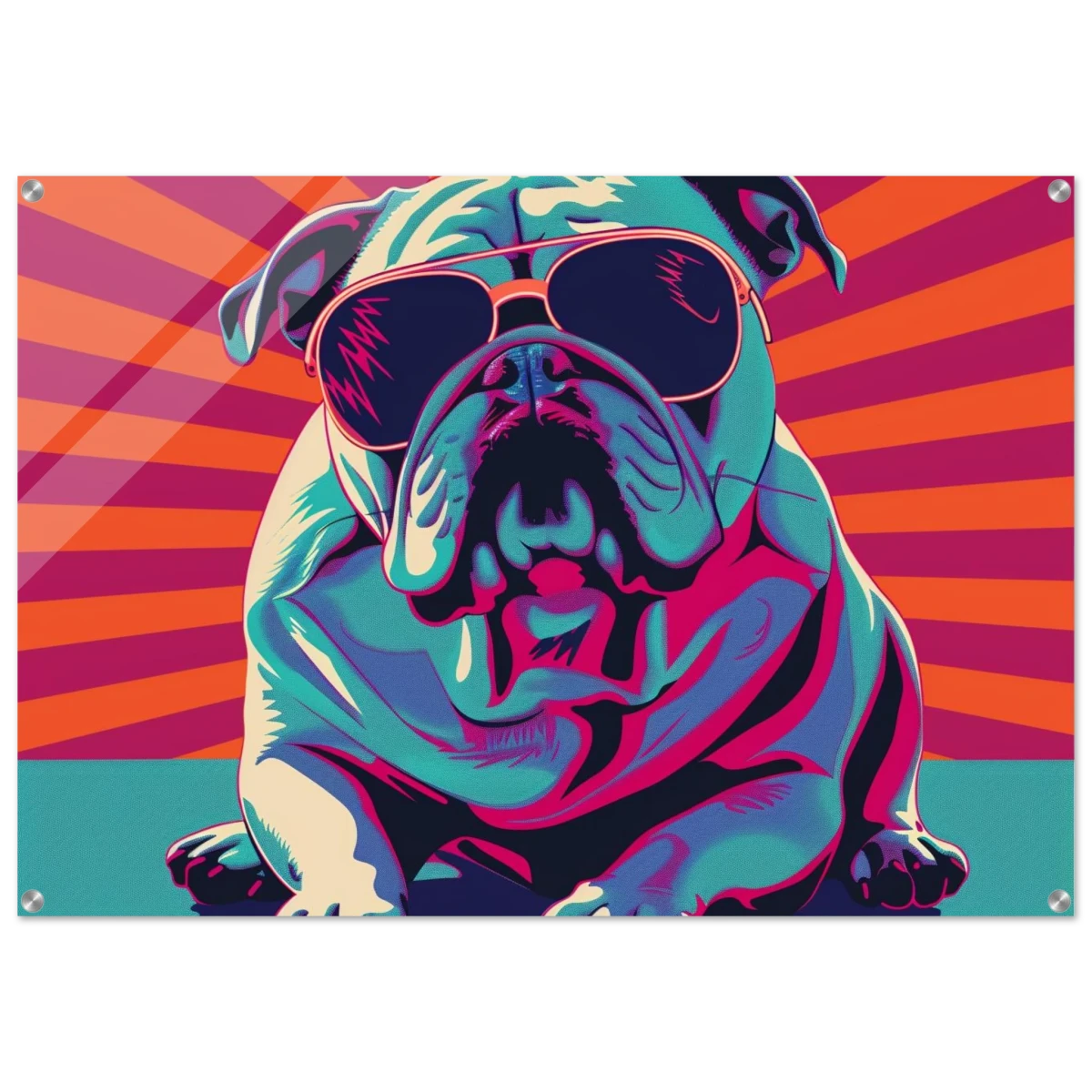 Paws & Pop – Retro Bulldog Swagger Vibes | Wall Art Print - Acrylic Print - 70x100 cm / 28x40″ - 