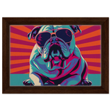 Paws & Pop – Retro Bulldog Swagger Vibes | Wall Art Print - Framed Canvas - 20x30 cm / 8x12″ - Dark wood frame