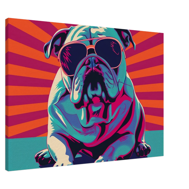 Paws & Pop – Retro Bulldog Swagger Vibes | Wall Art Print - Canvas - 70x100 cm / 28x40″ - 