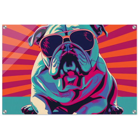 Paws & Pop – Retro Bulldog Swagger Vibes | Wall Art Print - Acrylic Print - 50x75 cm / 20x30″ - 