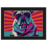 Paws & Pop – Retro Bulldog Swagger Vibes | Wall Art Print - Framed Canvas - 20x30 cm / 8x12″ - Black frame