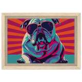 Paws & Pop – Retro Bulldog Swagger Vibes | Wall Art Print - Framed Canvas - 20x30 cm / 8x12″ - Wood frame
