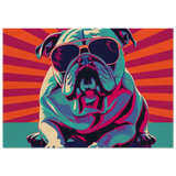 Paws & Pop – Retro Bulldog Swagger Vibes | Wall Art Print - Wood Prints - 70x100 cm / 28x40″ - 