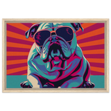 Paws & Pop – Retro Bulldog Swagger Vibes | Wall Art Print - Framed Canvas - 40x60 cm / 16x24″ - Wood frame