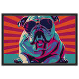 Paws & Pop – Retro Bulldog Swagger Vibes | Wall Art Print - Framed Canvas - 60x90 cm / 24x36″ - Black frame