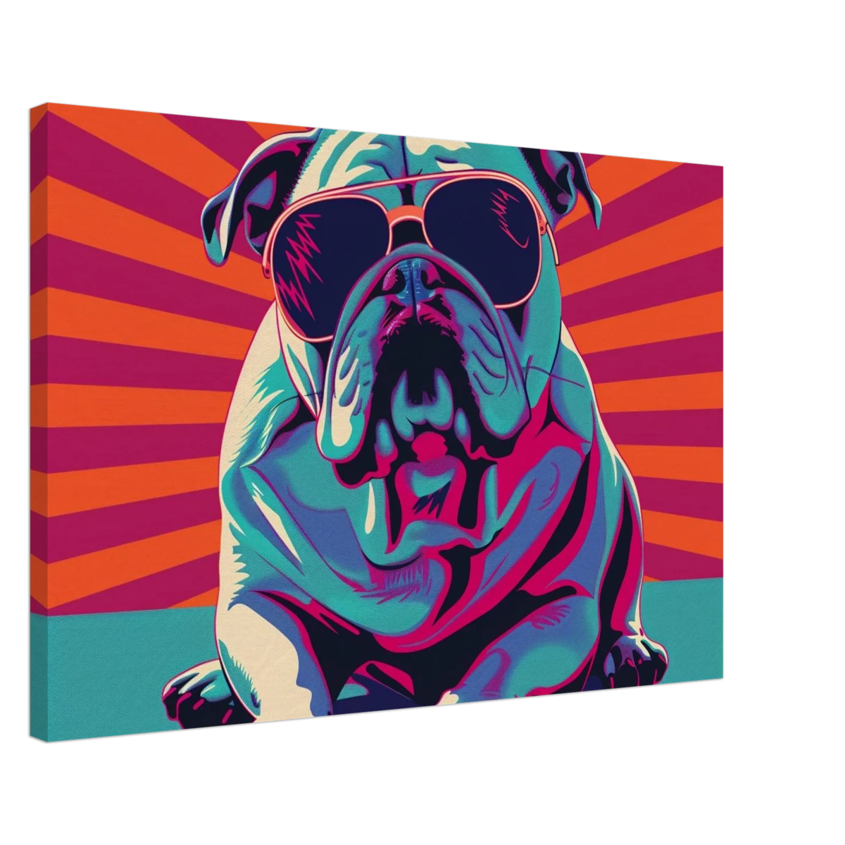 Paws & Pop – Retro Bulldog Swagger Vibes | Wall Art Print - Canvas - 50x75 cm / 20x30″ - 