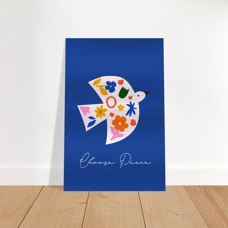 Peaceful Bloom Dove | modern minimalist art print - Brushed Aluminum Print - 60x90 cm / 24x36″ - 