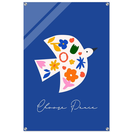 Peaceful Bloom Dove | modern minimalist art print - Acrylic Print - 60x90 cm / 24x36″ - 