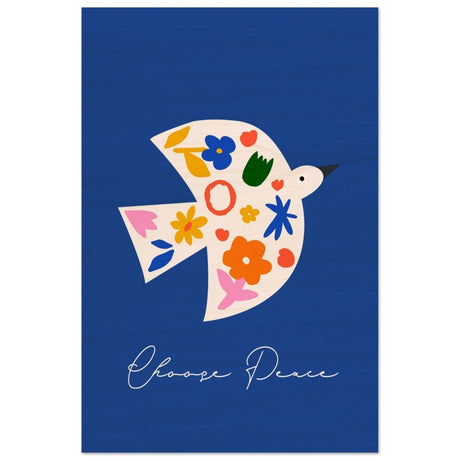 Peaceful Bloom Dove | modern minimalist art print - Wood Prints - 40x60 cm / 16x24″ - 