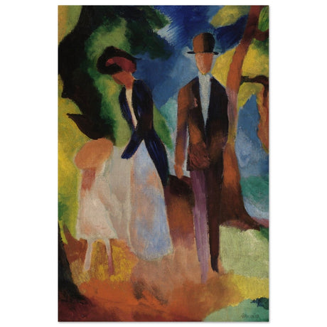 People by a Blue Lake (1913) by August Macke | wall art print - 30x45 cm / 12x18″ - Wood Prints - 