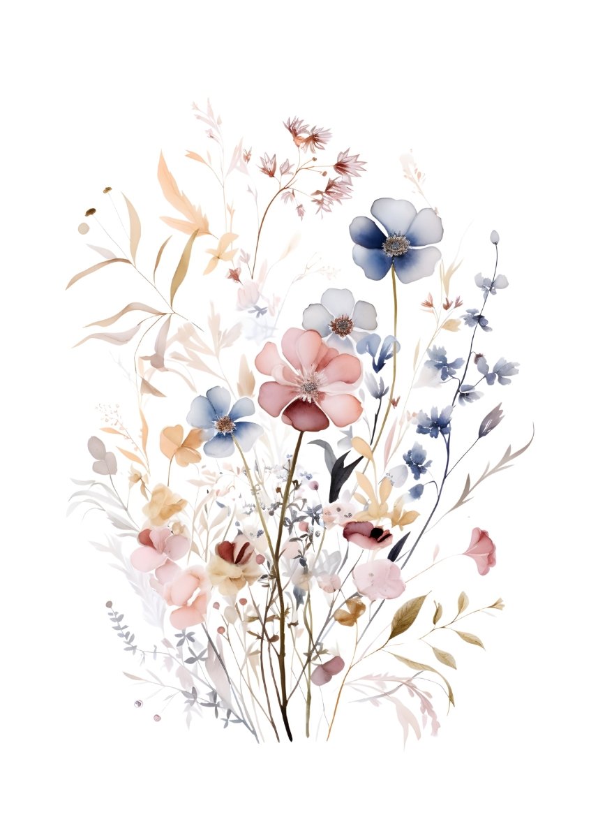 "Petal Reverie" |V03|– Soft Bloom Botanical Series | Wall Art Print | 5 Design Options - 20x30 cm / 8x12" - Design Option4 - Canvas