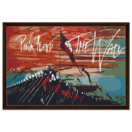 Pink Floyd – Breaking the Wall | A Tribute to Psychedelic Rock & Surrealism - 50x75 cm / 20x30″ - Framed Canvas - Dark wood frame