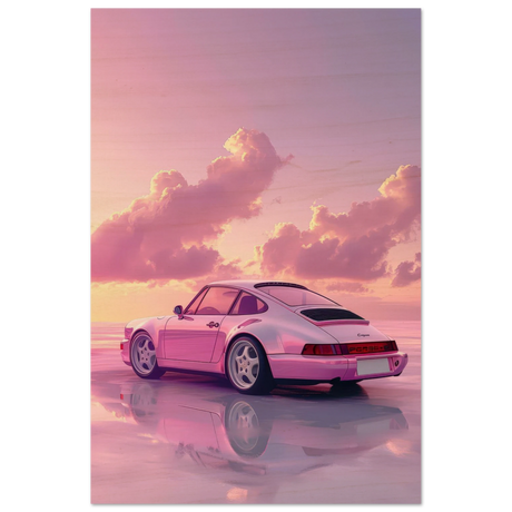 Pink Sunset Dream | Porsche Canvas & Fine Art wall art Print - Wood Prints - 40x60 cm / 16x24″ - 