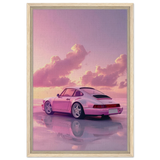 Pink Sunset Dream | Porsche Canvas & Fine Art wall art Print - Framed Canvas - 40x60 cm / 16x24″ - Wood frame