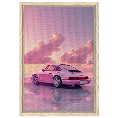 Pink Sunset Dream | Porsche Canvas & Fine Art wall art Print - Framed Canvas - 40x60 cm / 16x24″ - Wood frame