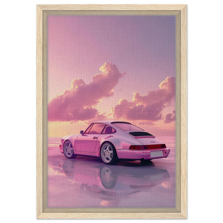 Pink Sunset Dream | Porsche Canvas & Fine Art wall art Print - Framed Canvas - 30x45 cm / 12x18″ - Wood frame