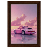 Pink Sunset Dream | Porsche Canvas & Fine Art wall art Print - Framed Canvas - 20x30 cm / 8x12″ - Dark wood frame