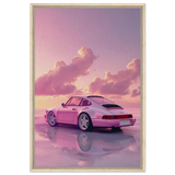 Pink Sunset Dream | Porsche Canvas & Fine Art wall art Print - Framed Canvas - 60x90 cm / 24x36″ - Wood frame