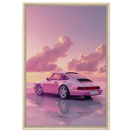 Pink Sunset Dream | Porsche Canvas & Fine Art wall art Print - Framed Canvas - 60x90 cm / 24x36″ - Wood frame