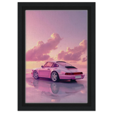Pink Sunset Dream | Porsche Canvas & Fine Art wall art Print - Framed Canvas - 20x30 cm / 8x12″ - Black frame