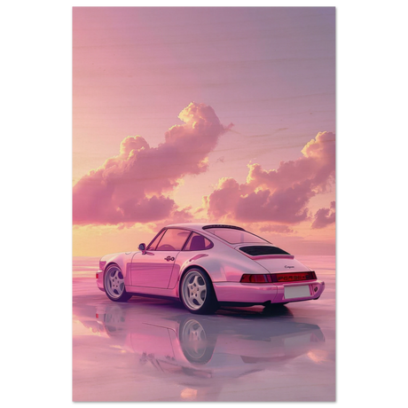 Pink Sunset Dream | Porsche Canvas & Fine Art wall art Print - Wood Prints - 50x75 cm / 20x30″ - 