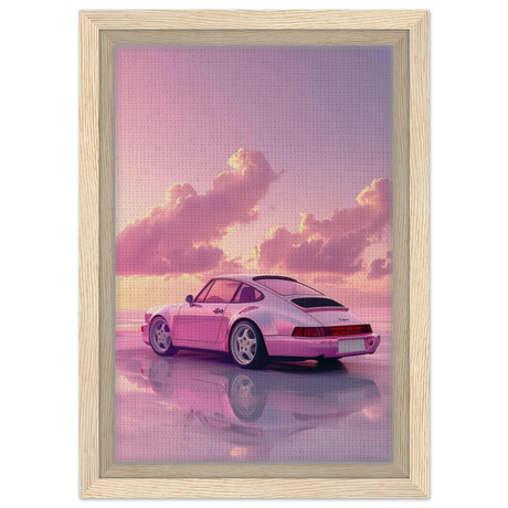 Pink Sunset Dream | Porsche Canvas & Fine Art wall art Print - Framed Canvas - 20x30 cm / 8x12″ - Wood frame