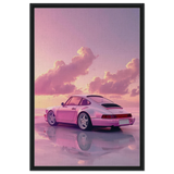 Pink Sunset Dream | Porsche Canvas & Fine Art wall art Print - Framed Canvas - 60x90 cm / 24x36″ - Black frame