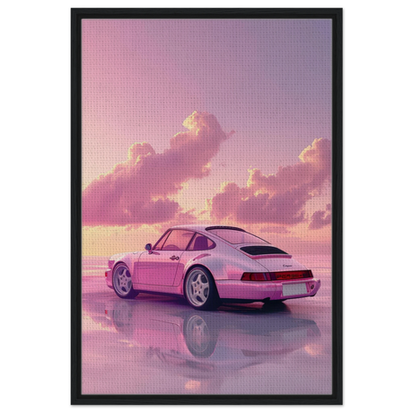 Pink Sunset Dream | Porsche Canvas & Fine Art wall art Print - Framed Canvas - 60x90 cm / 24x36″ - Black frame