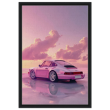 Pink Sunset Dream | Porsche Canvas & Fine Art wall art Print - Framed Canvas - 50x75 cm / 20x30″ - Black frame