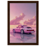 Pink Sunset Dream | Porsche Canvas & Fine Art wall art Print - Framed Canvas - 30x45 cm / 12x18″ - Dark wood frame